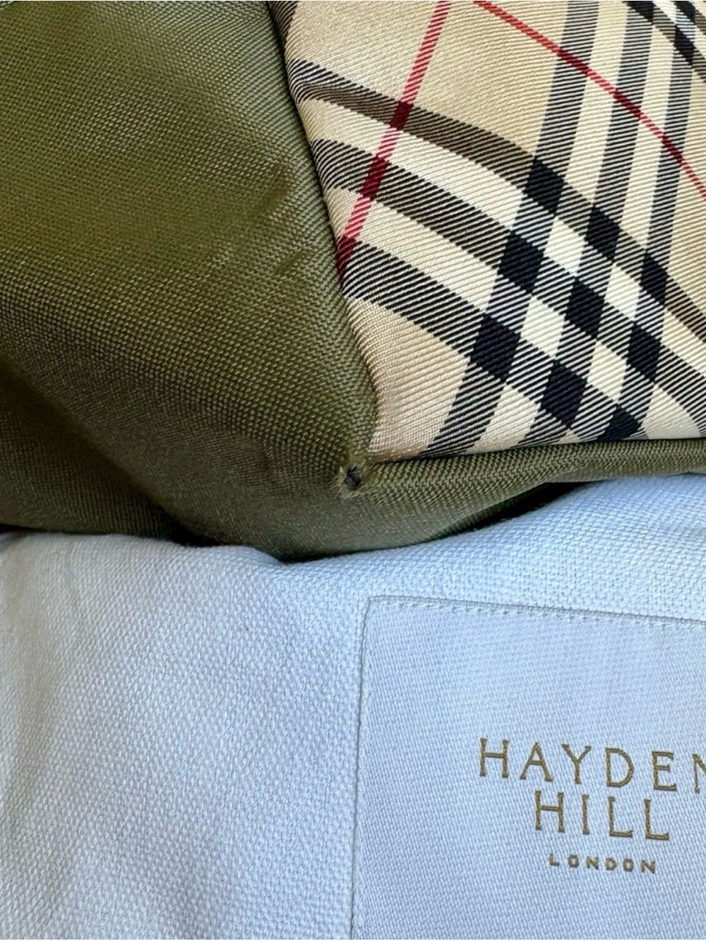 Burberry Blue Label Olive Green Nylon Mini Tote Bag with Nova Check & Dust Bag - Picture 12 of 15